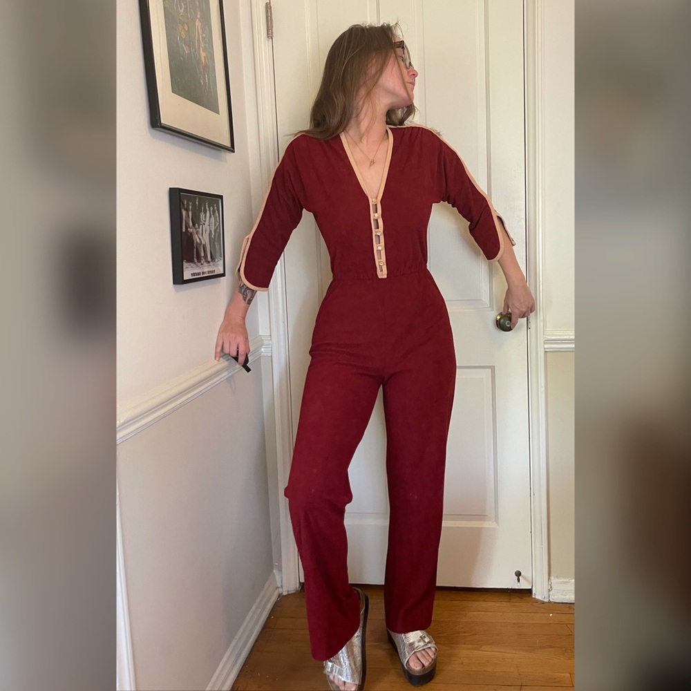 SOLD Vintage Disco Roller Girl Terry Jumpsuit - Picture 1 of 10